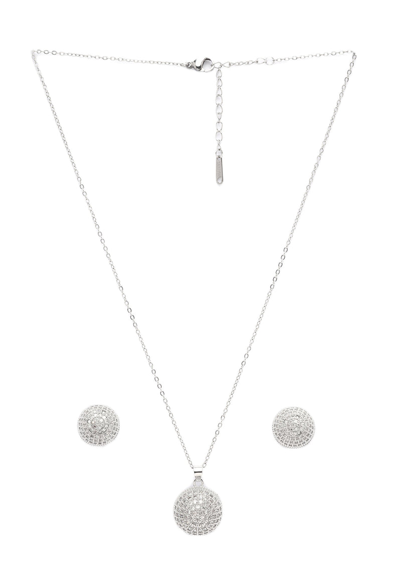 Sparkling Sphere Stud Earrings and Necklace Set