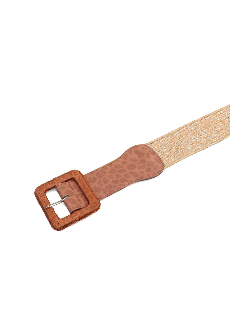 Beige Tiger Print Broad Belt