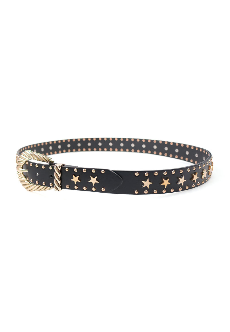 Sleek Black Belt with Star Detailing