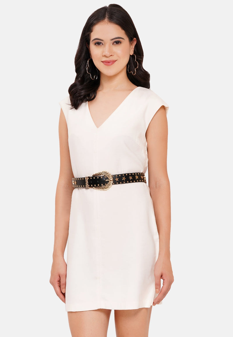 Sleek Black Belt with Star Detailing