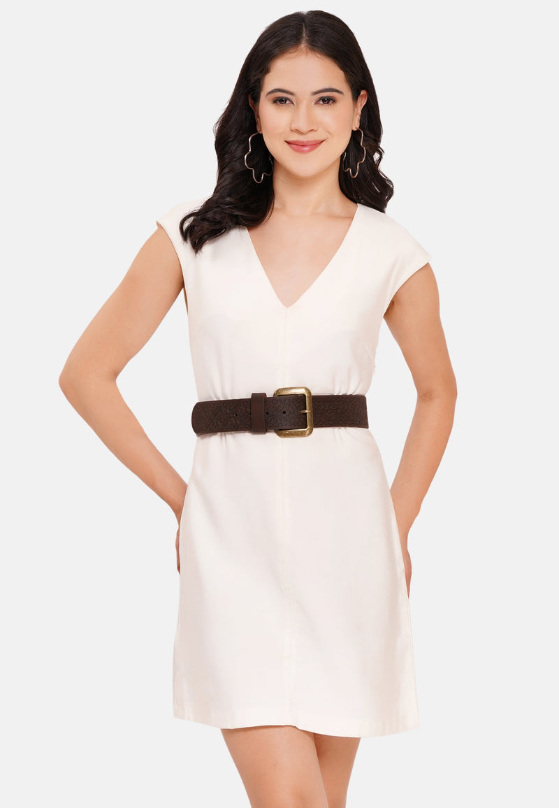Elegant Brown Broad Belt