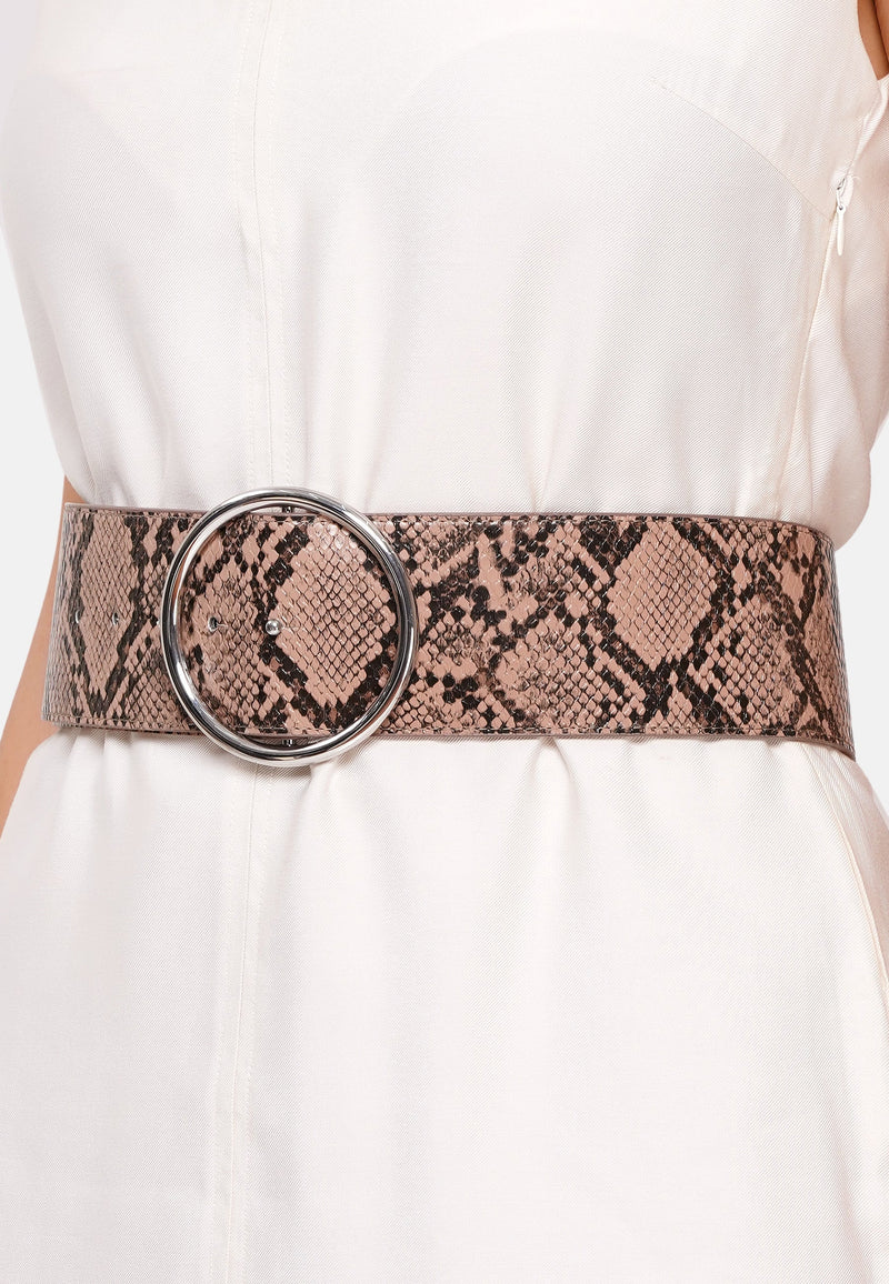 Snake Print Dual Buckle Belt
