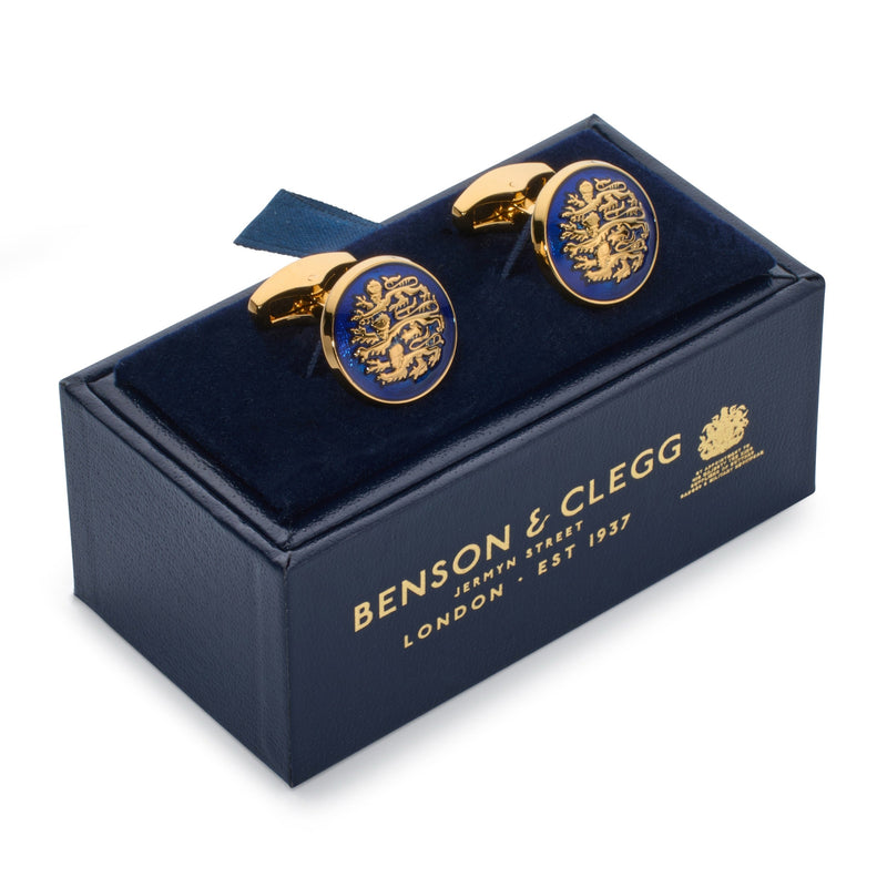 Three Lions Of England Cufflinks In Blue