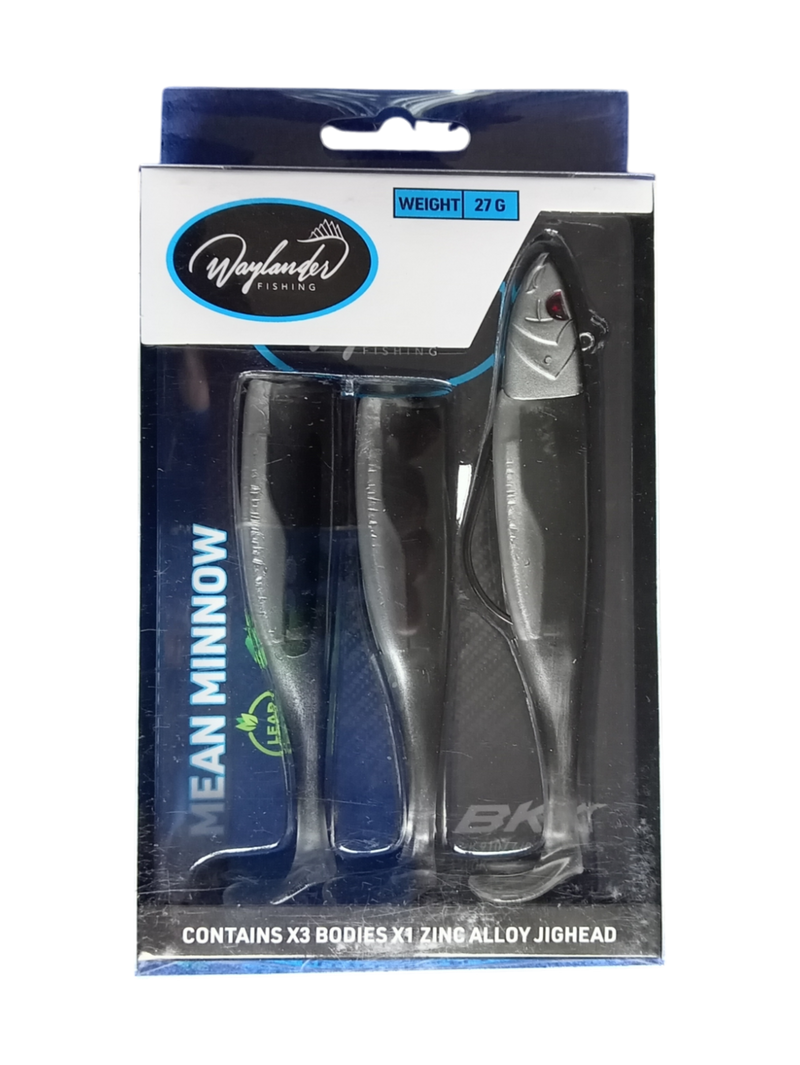Waylander - Mean Minnow x3 Soft Plastic with Jighead (Lead Free) 27g