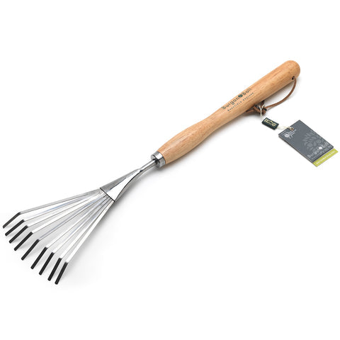 Burgon & Ball Stainless Steel Mid Handled Shrub Rake - RHS Endorsed GTH/SSRMHRHS The Green Thumb Club
