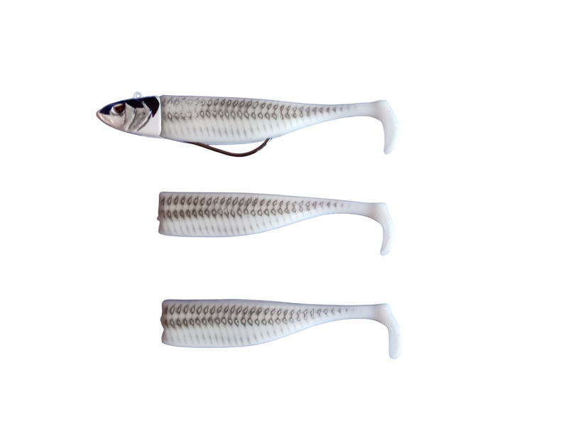 Waylander - Mean Minnow x3 Soft Plastic with Jighead (Lead Free) 27g