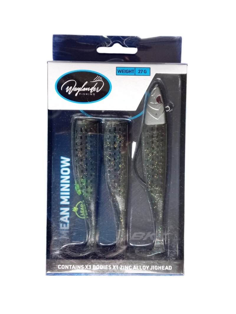 Waylander - Mean Minnow x3 Soft Plastic with Jighead (Lead Free) 27g