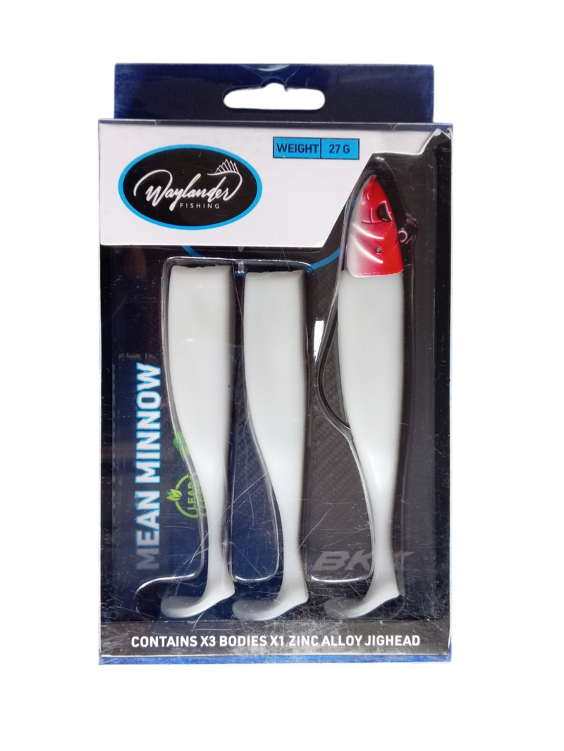 Waylander - Mean Minnow x3 Soft Plastic with Jighead (Lead Free) 27g