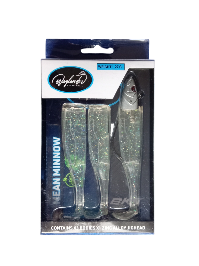 Waylander - Mean Minnow x3 Soft Plastic with Jighead (Lead Free) 27g