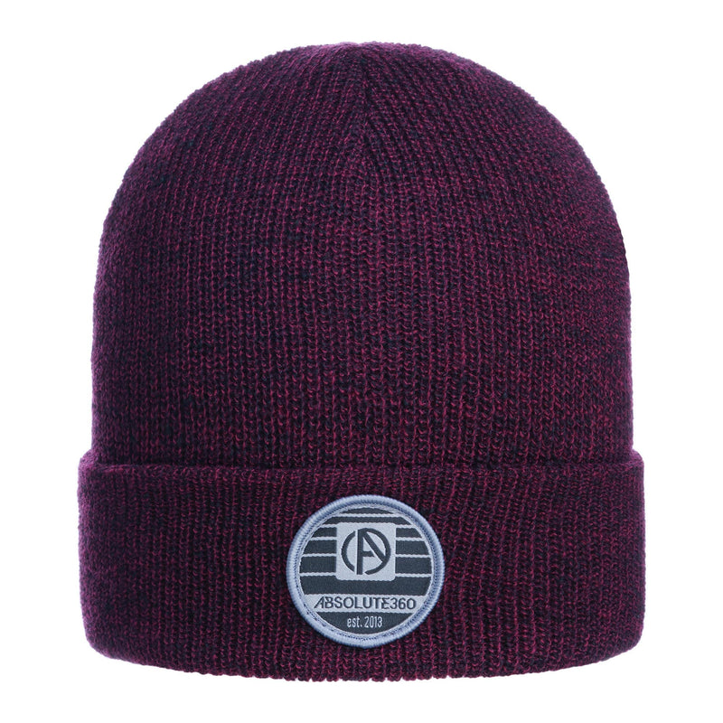 ABSOLUTE360 Heritage Beanie in burgundy colour, front view on white background
