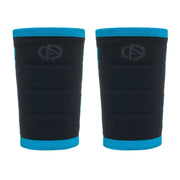 ABSOLUTE360 pair of black wristbands with blue accents, product image on white background