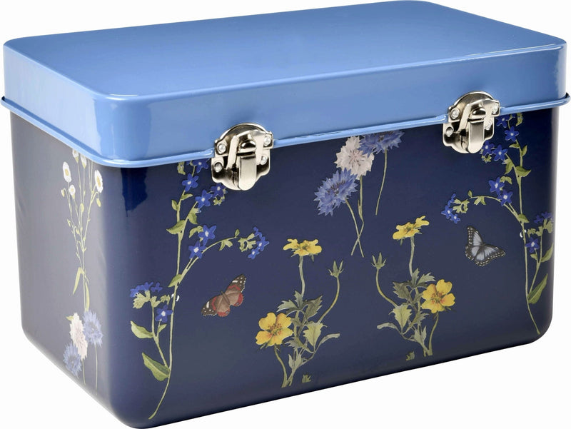 British Meadow Seed Storage Tin by Burgon & Ball – 3 Compartment Steel Storage with RHS Lindley Collection Artwork | Seed Storage | 5019360202196 5019360202196 | AllotMate Essentials