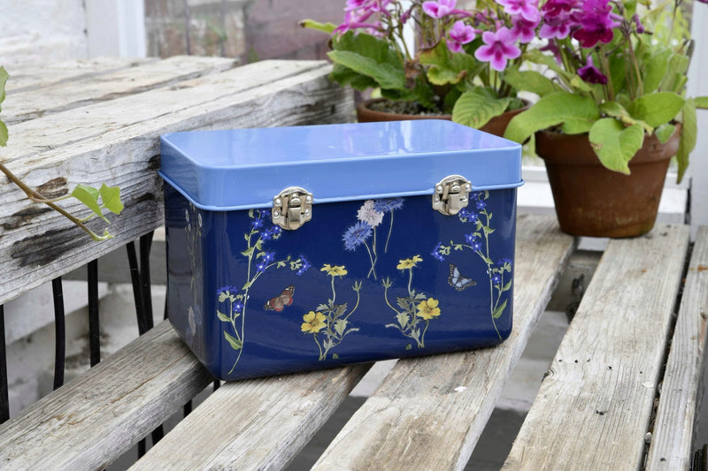 British Meadow Seed Storage Tin by Burgon & Ball – 3 Compartment Steel Storage with RHS Lindley Collection Artwork | Seed Storage | 5019360202196 5019360202196 | AllotMate Essentials