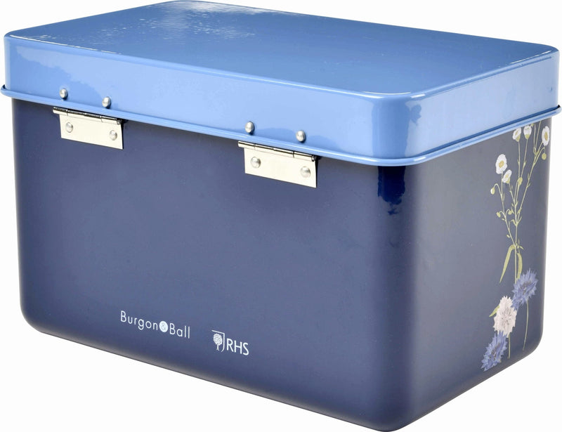 British Meadow Seed Storage Tin by Burgon & Ball – 3 Compartment Steel Storage with RHS Lindley Collection Artwork | Seed Storage | 5019360202196 5019360202196 | AllotMate Essentials