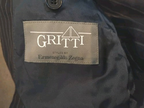 Gritti by Ermenegildo Zegna Navy Two Piece Suit Pin Striped Designer Size 38R
