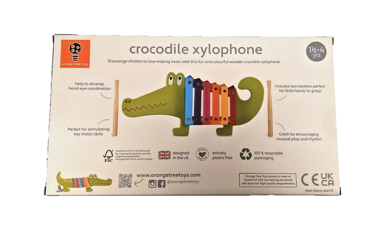 Crocodile Xylophone Musical Wooden Instrument Creative Play for Children 1-4 NEW