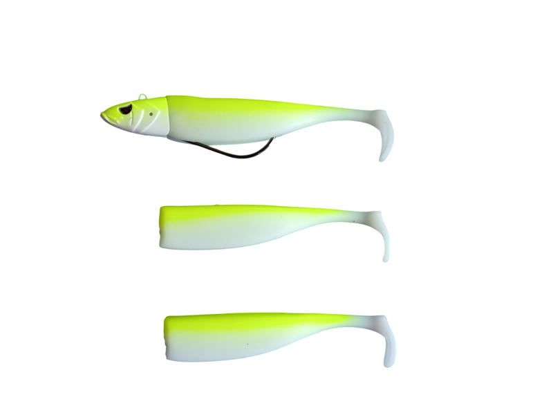 Waylander - Mean Minnow x3 Soft Plastic with Jighead (Lead Free) 27g