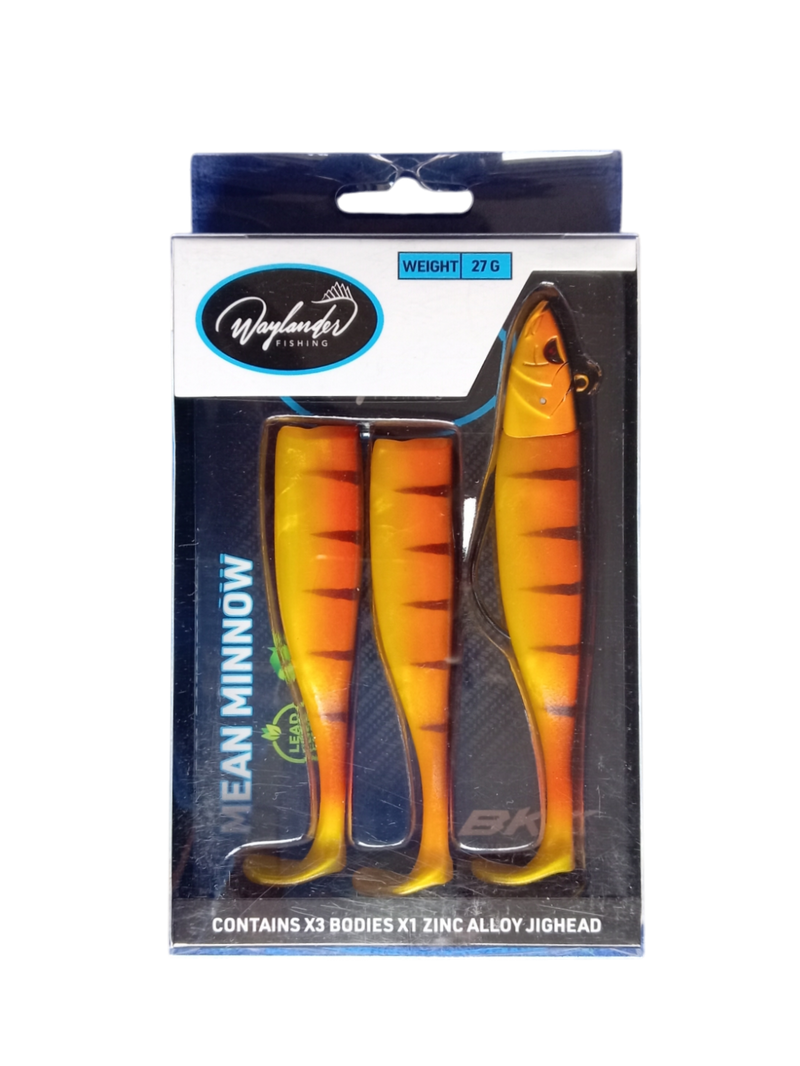 Waylander - Mean Minnow x3 Soft Plastic with Jighead (Lead Free) 27g