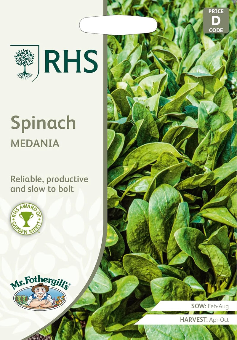 RHS SPINACH Medania | Vegetable Seeds | 41483 5011775414836 | AllotMate Essentials